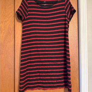 Joan Vass Black and Red Striped Dress
